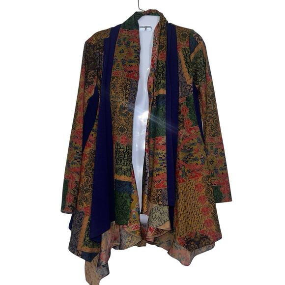 Soft Surroundings Izmir Topper Cardigan Size PS Patchwork Art Flowy Draped Boho - Picture 2 of 13